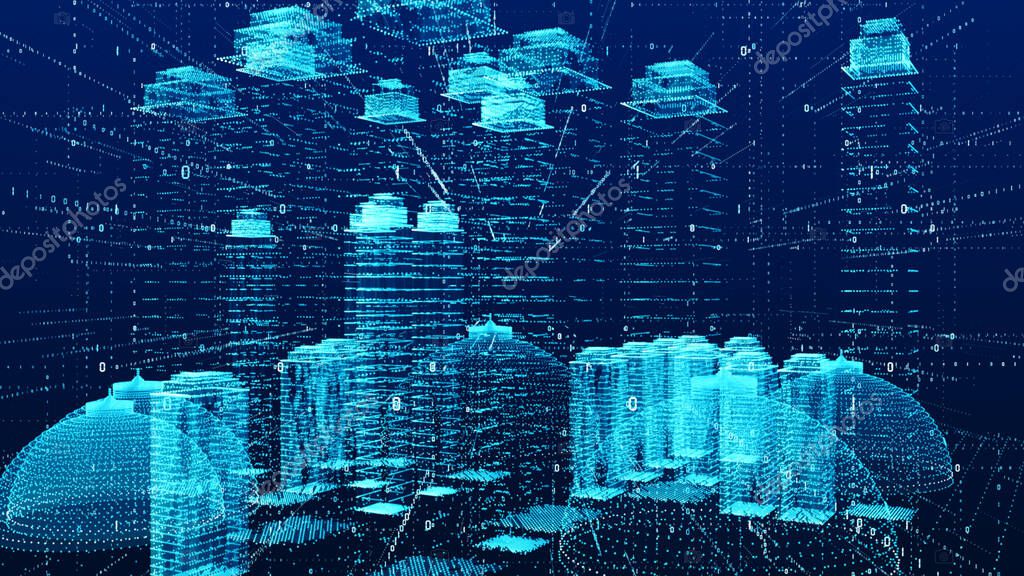 Matrixgitter mit fließendem Neon-Code