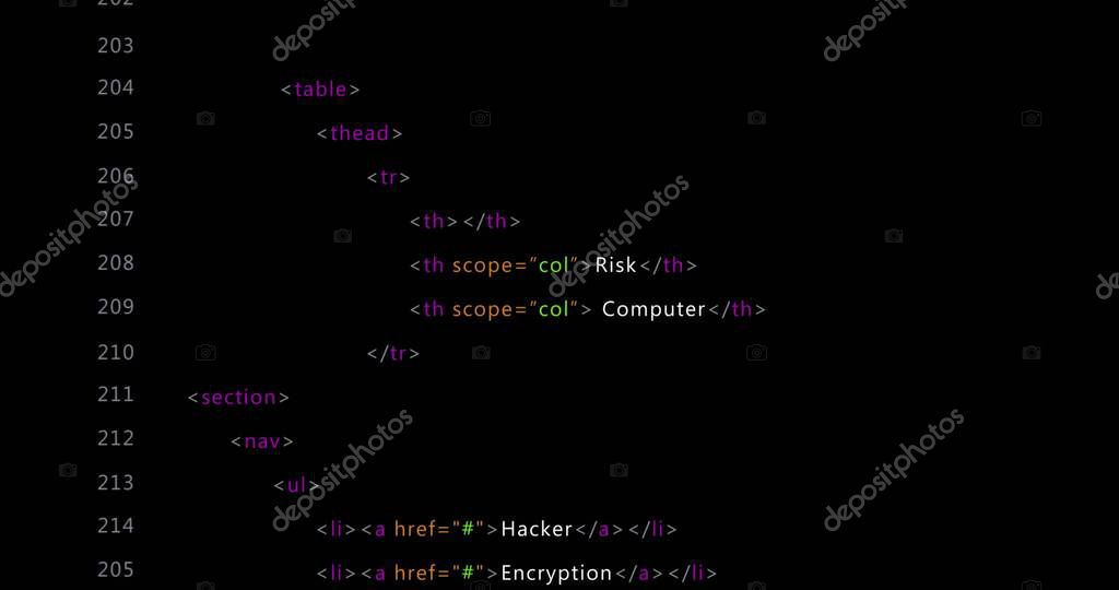 Hackerterminal mit Code in Neonfarben