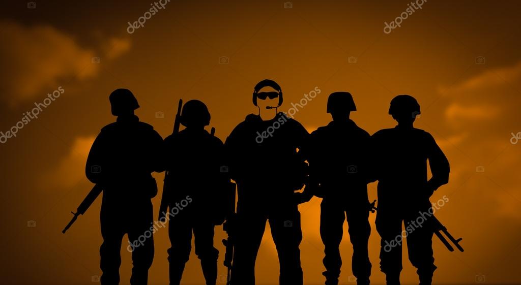 Söldnerteam in dunkler Ausrüstung